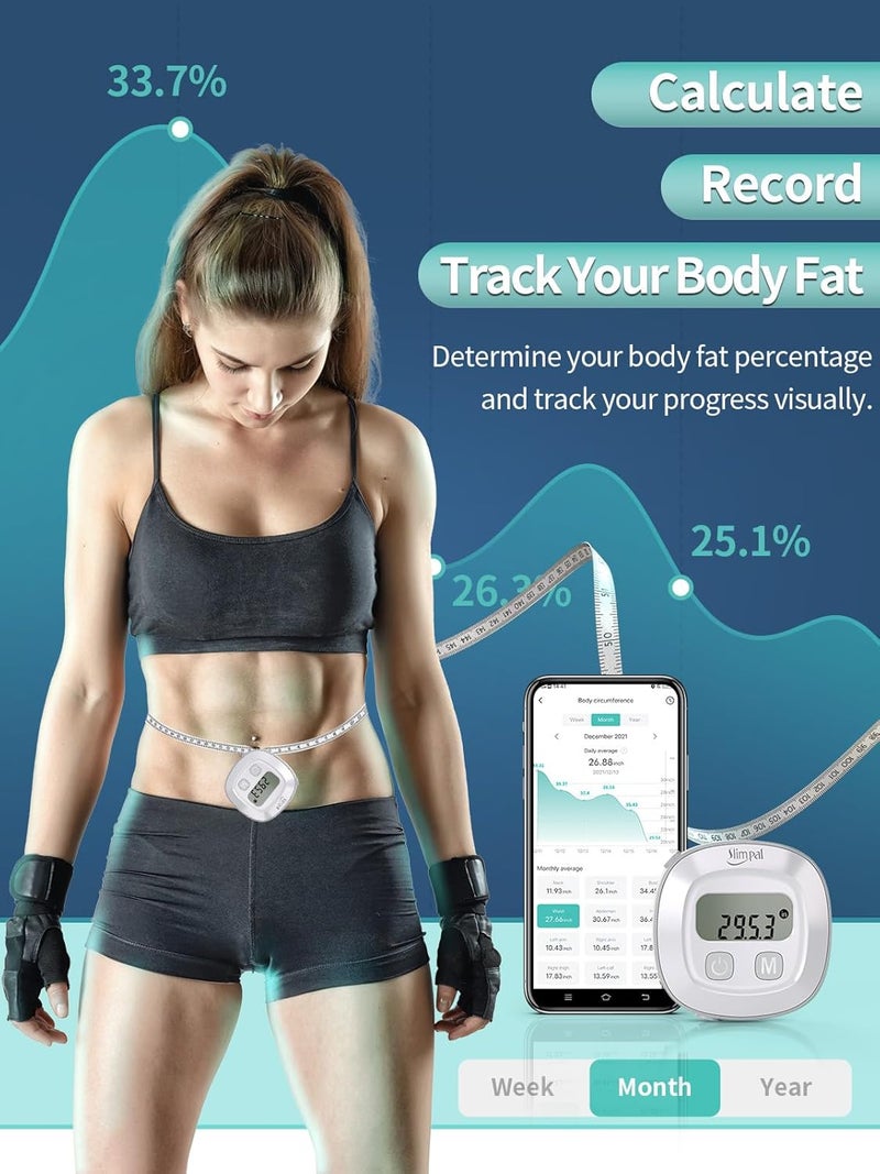 Slimpal Smart Body Measuring Tape, Tape Measure for Body Waist Arms Hip Bust Measurements Device with App, Retractable Bluetooth Monitoring Body Fat BMI Tool for Fitness Shape & Weight Loss - Image 2
